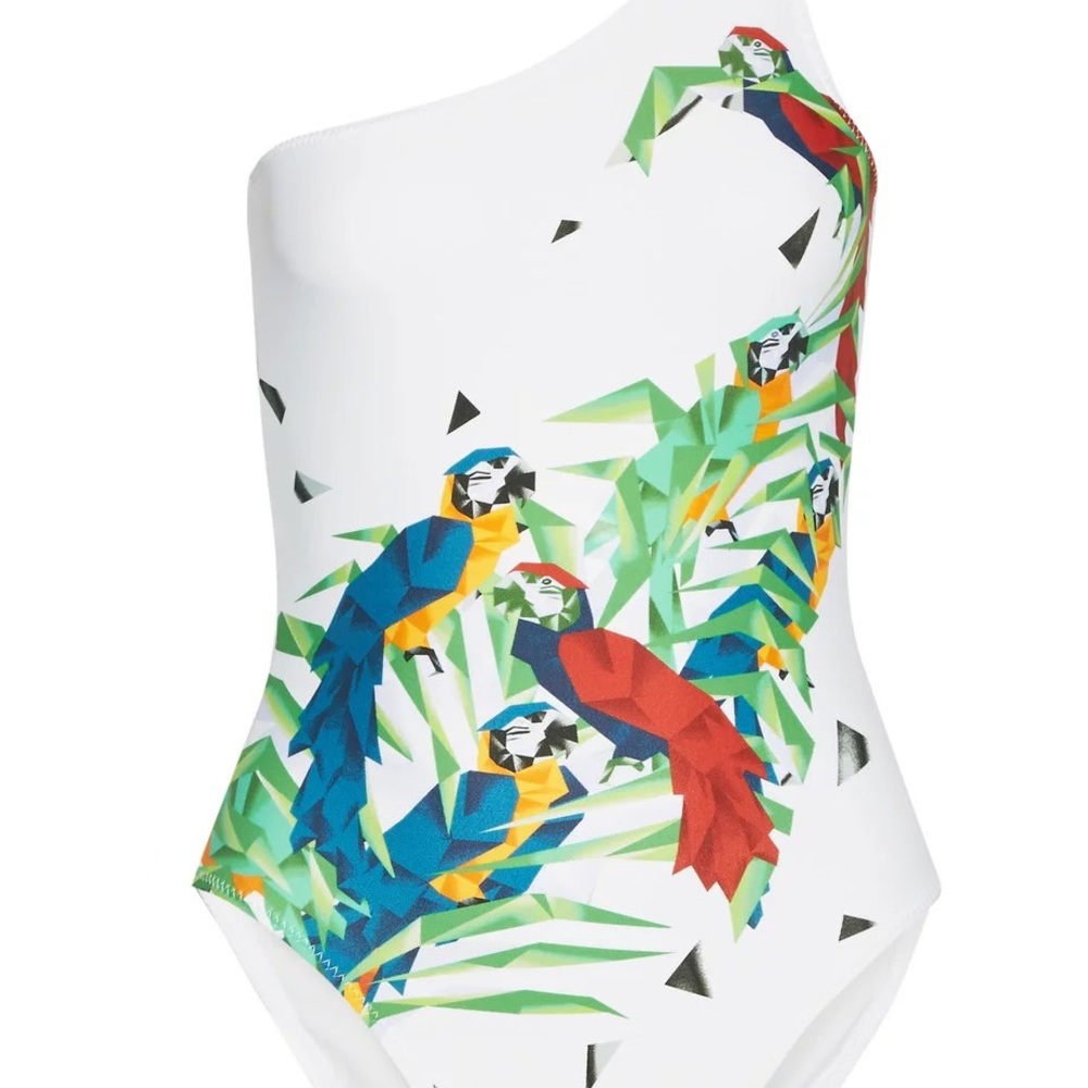 Norma Kamali Mio One Shoulder Printed Swimsuit